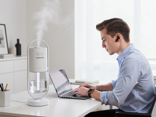 Compact USB Ultrasonic Desk Humidifier for Home Office & Workspaces